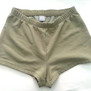 TNA COZY Fleece Shorts in Sage Green Size XL